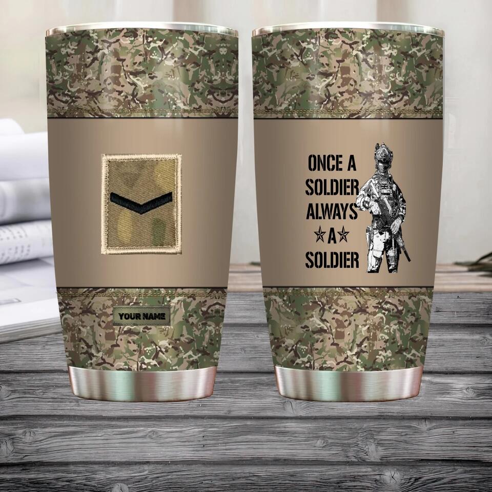 Personalized United Kingdom Veteran/ Soldier With Rank And Name Camo Tumbler All Over Printed - 1706832014