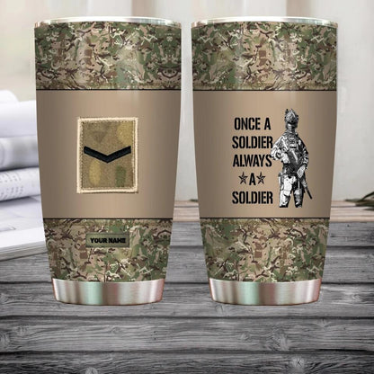 Personalized United Kingdom Veteran/ Soldier With Rank And Name Camo Tumbler All Over Printed 0202240015