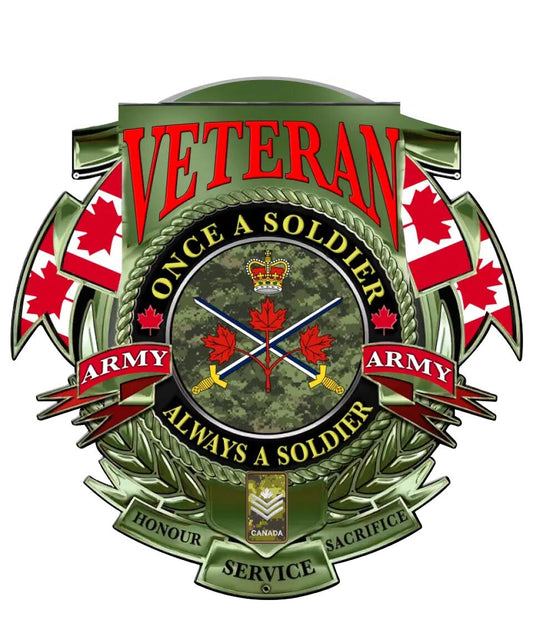 Personalized Rank Canadian Soldier/Veterans Camo Cut Metal Sign - 0504230002