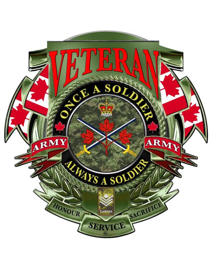 Personalized Rank Canadian Soldier/Veterans Camo Cut Metal Sign - 0102240002