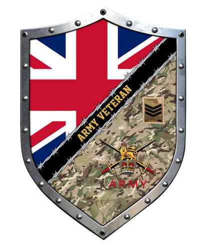 Personalized Rank United Kingdom Soldier/Veterans Camo Cut Metal Sign - 0102240007