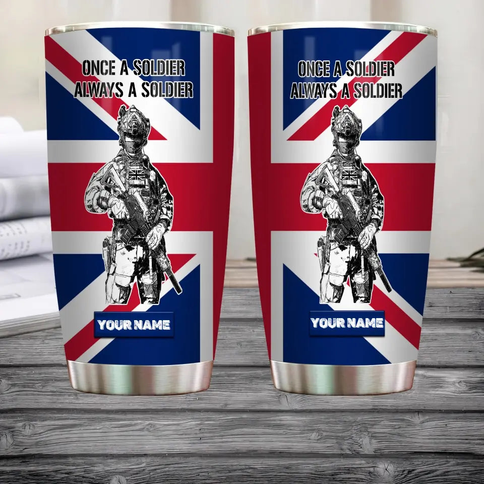 Personalized United Kingdom Veteran/ Soldier With Rank And Name Camo Tumbler All Over Printed - 17068320