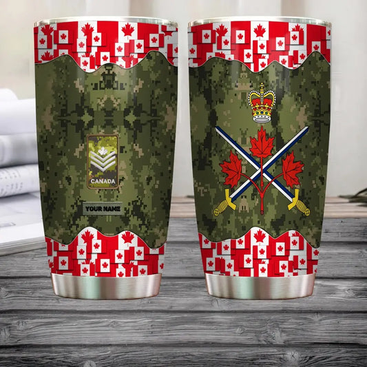 Personalized Canadian Veteran/ Soldier With Rank And Name Camo Tumbler All Over Printed 1804230001