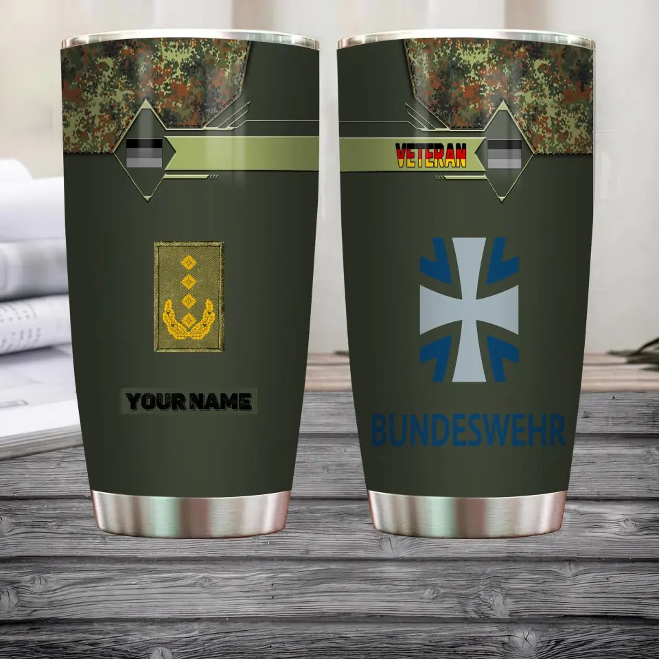 Personalized German Veteran/ Soldier With Rank And Name Camo Tumbler All Over Printed - 16817760