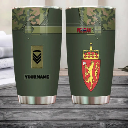 Personalized Norway Veteran/Soldier With Rank And Name Camo Tumbler All Over Printed - 1804230001