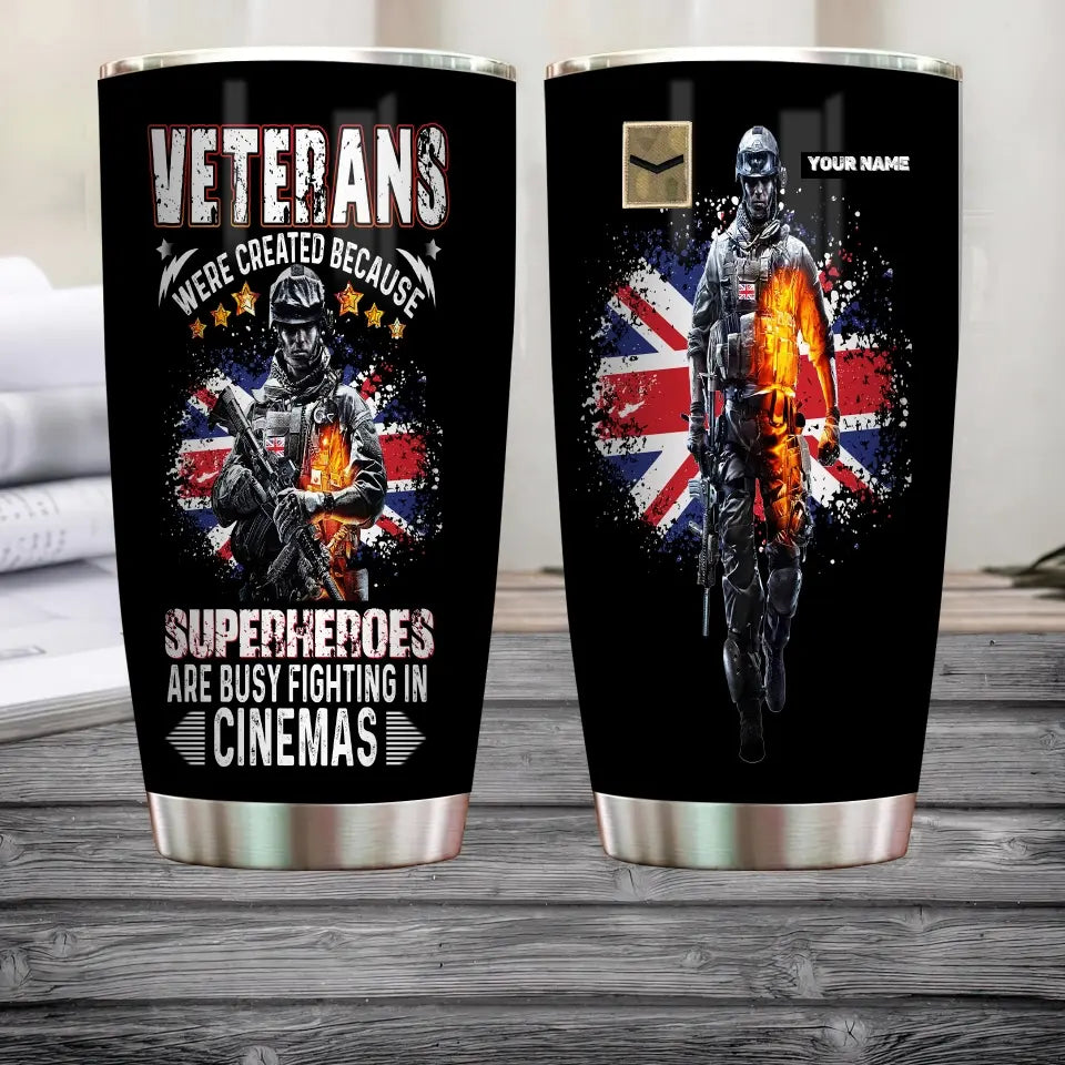 Personalized United Kingdom Veteran/ Soldier With Rank And Name Camo Tumbler All Over Printed 0202240001