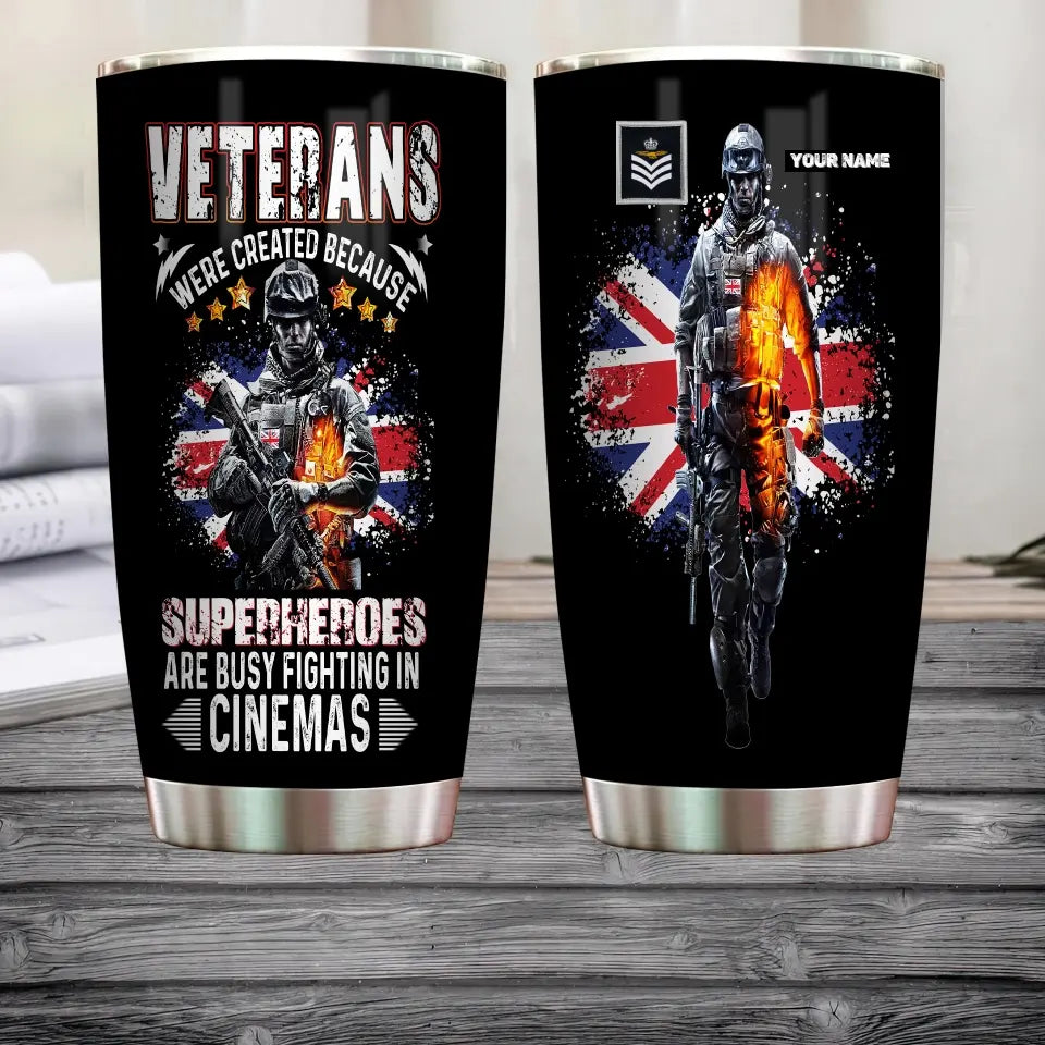 Personalized United Kingdom Veteran/ Soldier With Rank And Name Camo Tumbler All Over Printed - 17068320