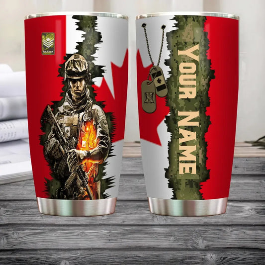 Personalized Canadian Veteran/ Soldier With Rank And Name Camo Tumbler All Over Printed 1804230003