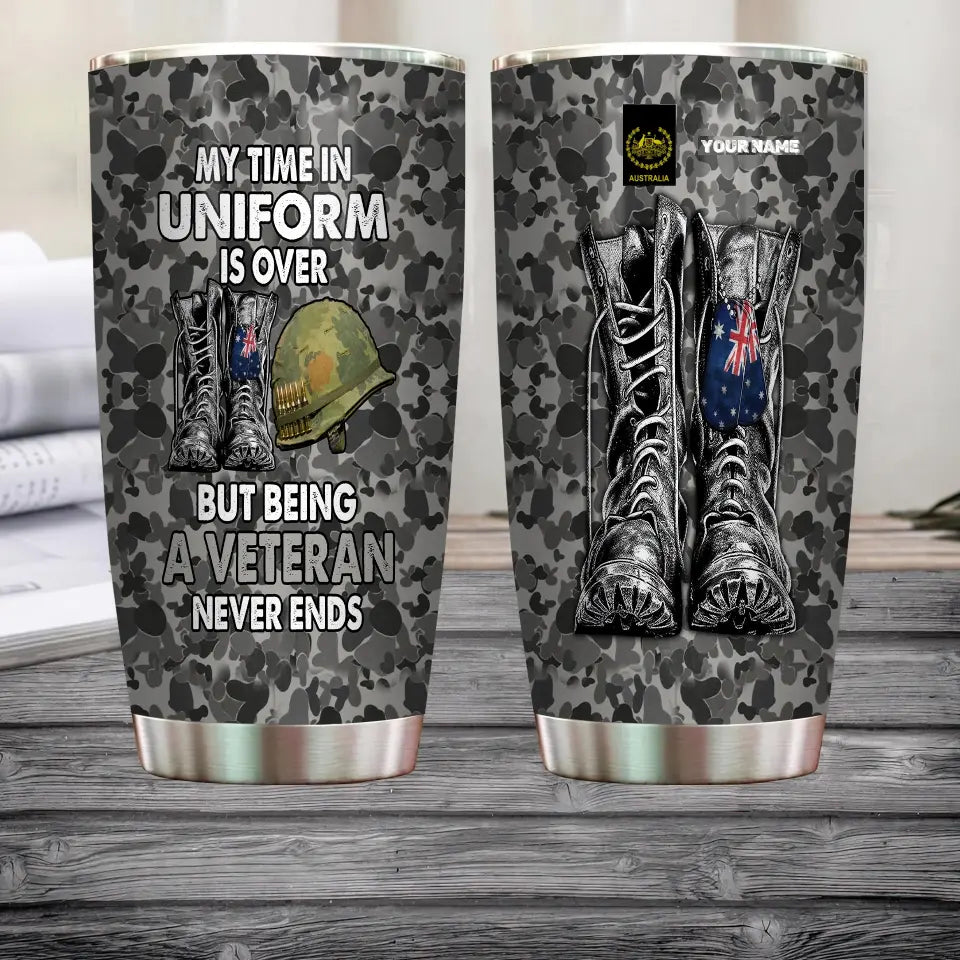 Personalized Australian Veteran/ Soldier With Rank And Name Camo Tumbler All Over Printed 0302240012