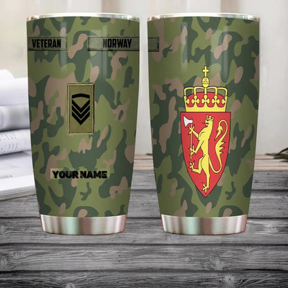Personalized Norway Veteran/Soldier With Rank And Name Camo Tumbler All Over Printed - 1681776002