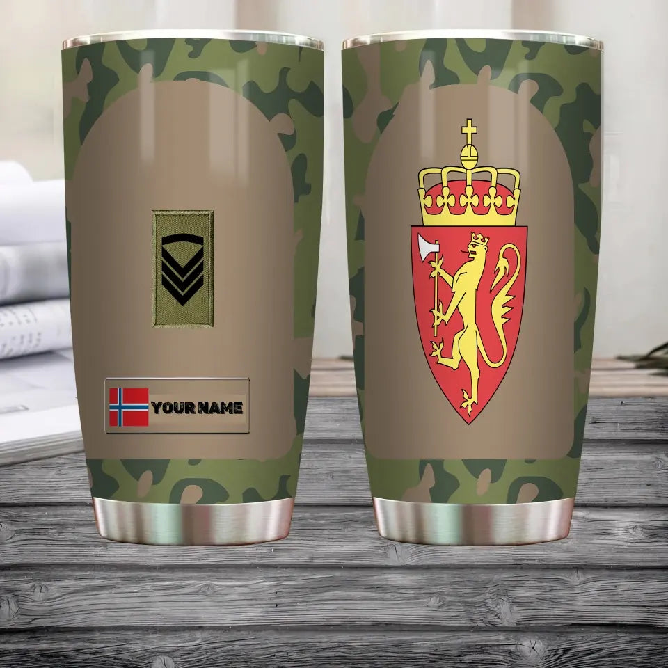 Personalized Norway Veteran/Soldier With Rank And Name Camo Tumbler All Over Printed - 1804230004