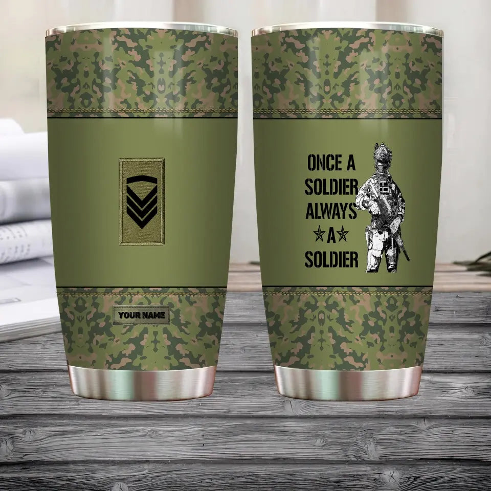 Personalized Norway Veteran/Soldier With Rank And Name Camo Tumbler All Over Printed - 1804230007