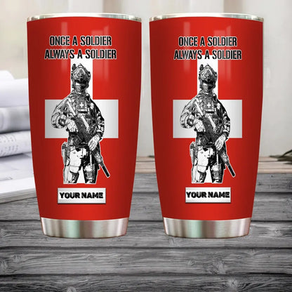 Personalized Swiss Veteran/Soldier With Rank And Name Camo Tumbler All Over Printed - 1804230002
