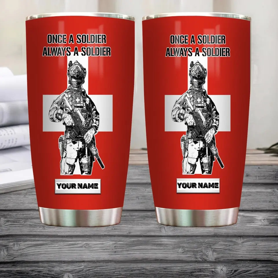 Personalized Swiss Veteran/Soldier With Rank And Name Camo Tumbler All Over Printed - 1681776001