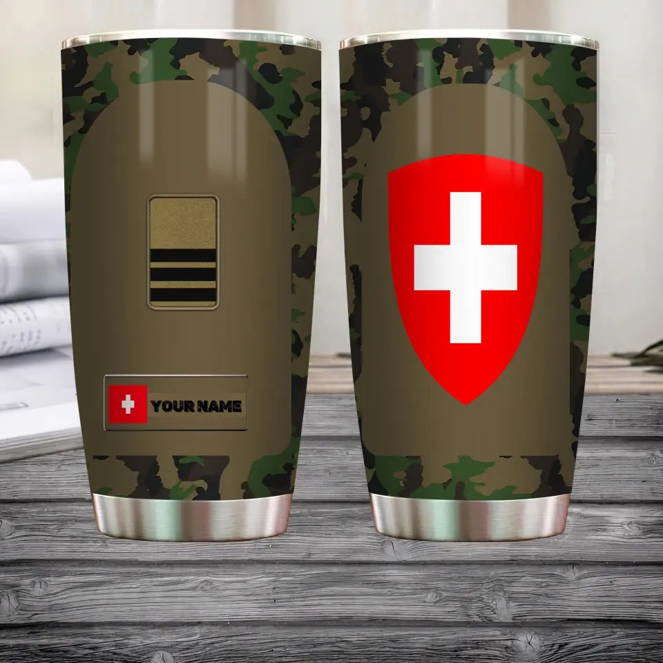 Personalized Swiss Veteran/Soldier With Rank And Name Camo Tumbler All Over Printed - 1804230004