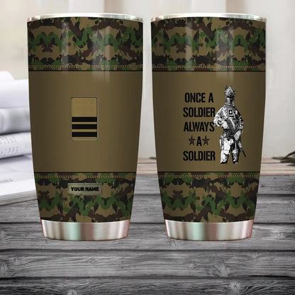 Personalized Swiss Veteran/Soldier With Rank And Name Camo Tumbler All Over Printed - 1804230007