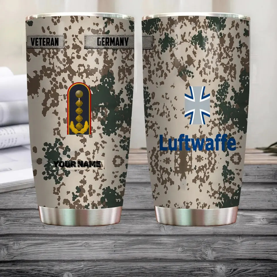 Personalized German Veteran/ Soldier With Rank And Name Camo Tumbler All Over Printed 1804230006