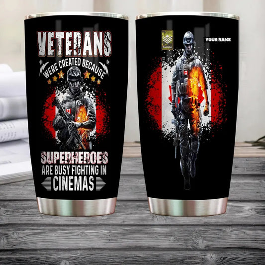 Personalized Canadian Veteran/ Soldier With Rank And Name Camo Tumbler All Over Printed 1804230004