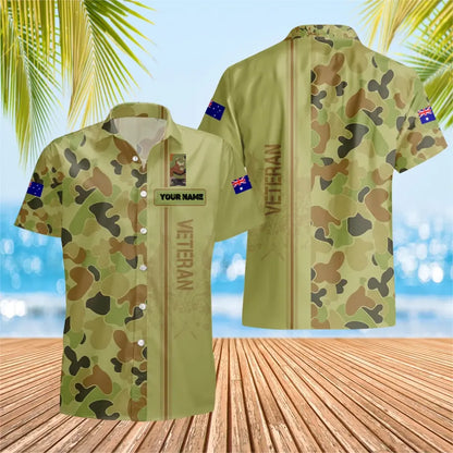Personalized Australian Solider/ Veteran Camo With Name And Rank Hawaii Shirt 3D Printed - 0604230006