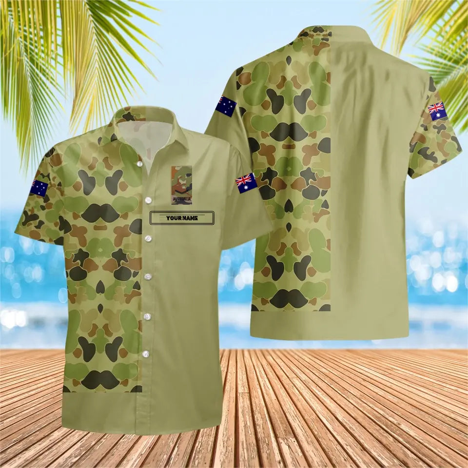 Personalized Australian Solider/ Veteran Camo With Name And Rank Hawaii Shirt 3D Printed - 0604230009