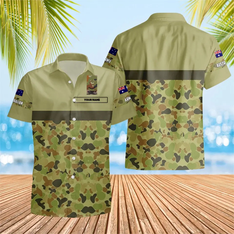 Personalized Australian Solider/ Veteran Camo With Name And Rank Hawaii Shirt 3D Printed - 0604230010