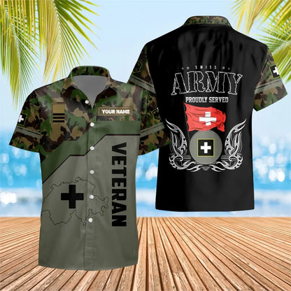 Personalized Swiss Solider/ Veteran Camo With Name And Rank Hawaii Shirt 3D Printed - 16728768