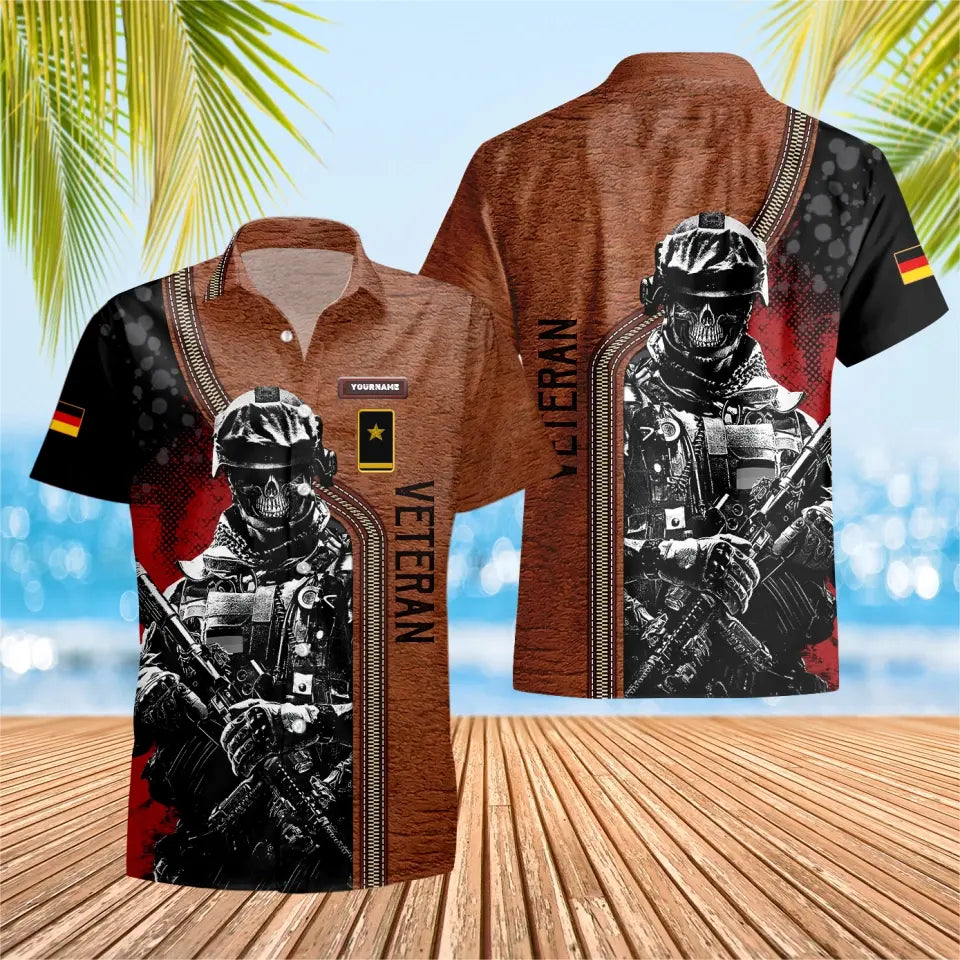 Personalized German Solider/ Veteran Camo With Name And Rank Hawaii Shirt 3D Printed - 16807392