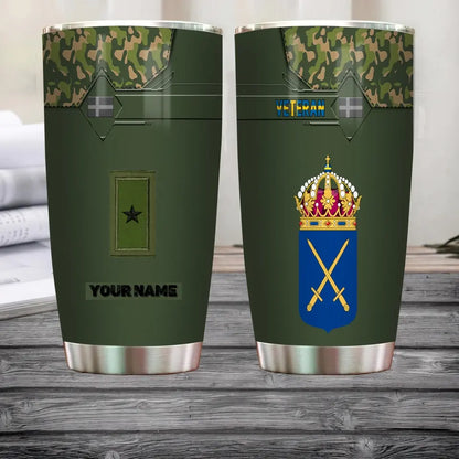 Personalized Swedish Veteran/Soldier With Rank And Name Camo Tumbler All Over Printed - 3004230001