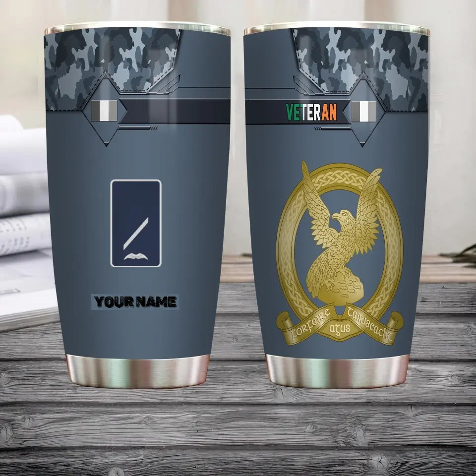 Verre à vin personnalisé avec motif camouflage pour vétéran/soldat irlandais, avec rang et nom, imprimé sur toute la surface - 3004230001