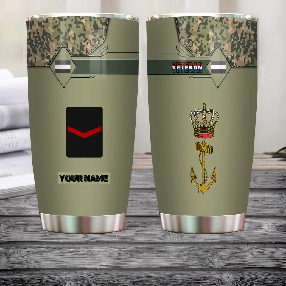 Personalized Netherlandish Veteran/Soldier With Rank And Name Camo Tumbler All Over Printed - 17179776
