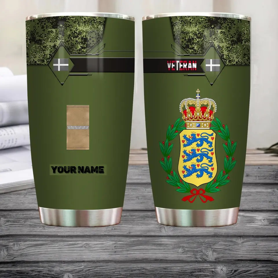 Personalized Danish Veteran/Soldier With Rank And Name Camo Tumbler All Over Printed - 3004230001