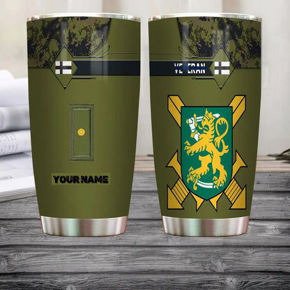 Personalized Finnish Veteran/Soldier With Rank And Name Camo Tumbler All Over Printed - 16828128