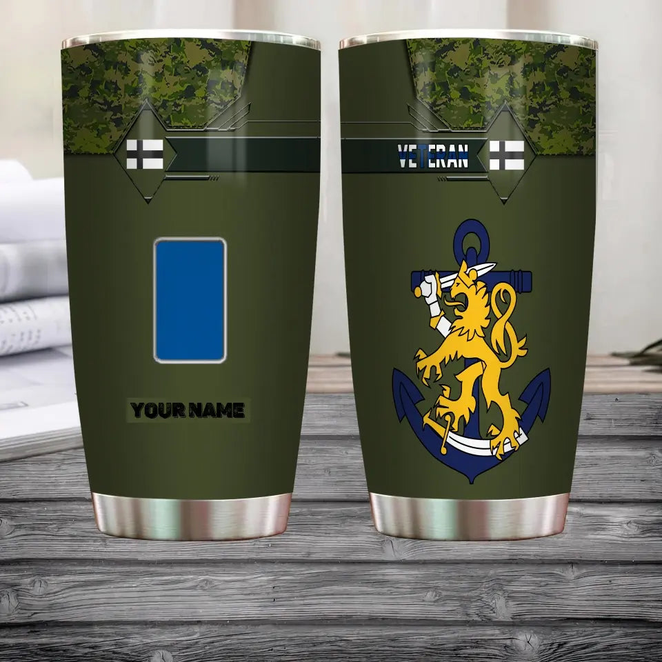 Personalized Finnish Veteran/Soldier With Rank And Name Camo Tumbler All Over Printed - 16828128