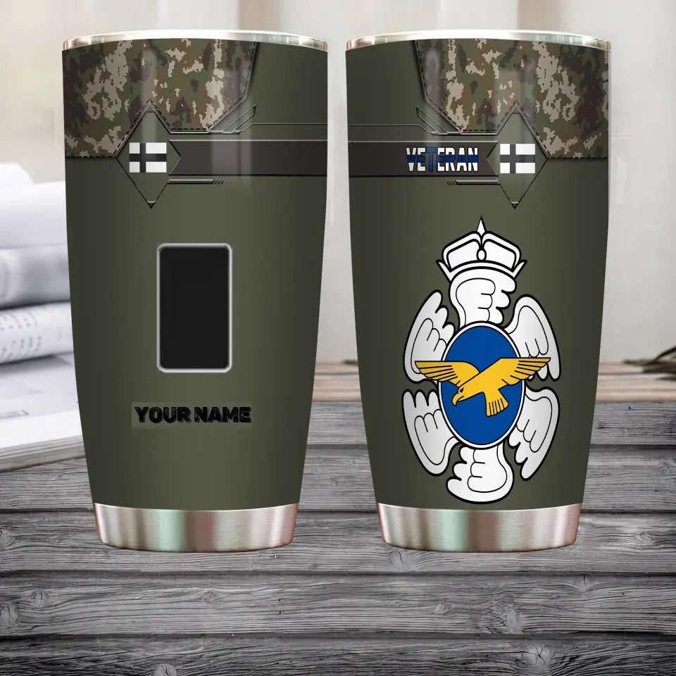 Personalized Finnish Veteran/Soldier With Rank And Name Camo Tumbler All Over Printed - 16828128