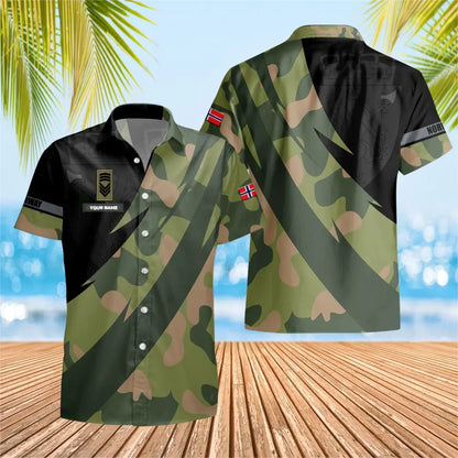 Personalized Norway Solider/ Veteran Camo With Name And Rank Hawaii Shirt 3D Printed - 1682812801