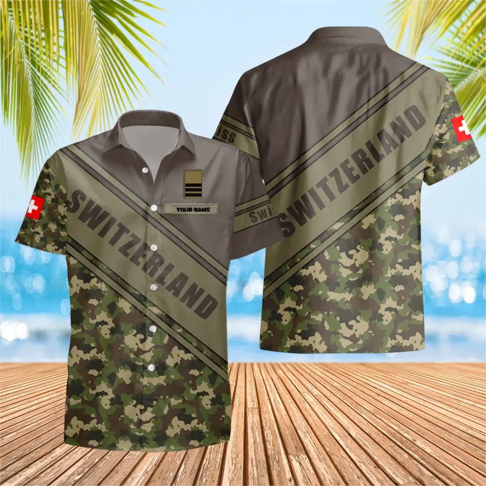 Personalized Swiss Solider/ Veteran Camo With Name And Rank Hawaii Shirt 3D Printed - 3004230001