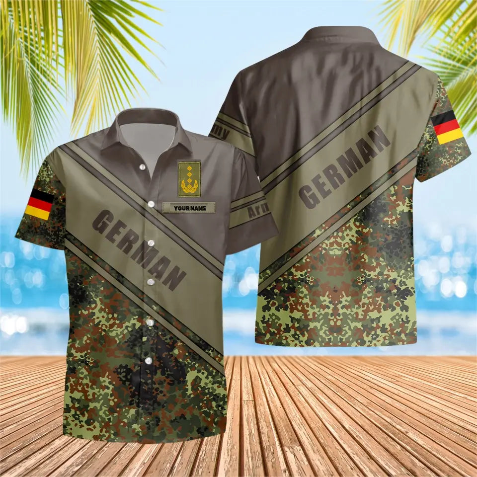 Personalized German Solider/ Veteran Camo With Name And Rank Hawaii Shirt 3D Printed - 16828128