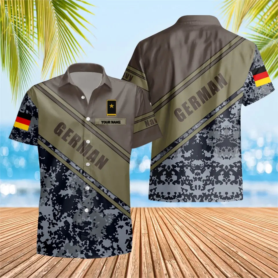 Personalized German Solider/ Veteran Camo With Name And Rank Hawaii Shirt 3D Printed - 16828128