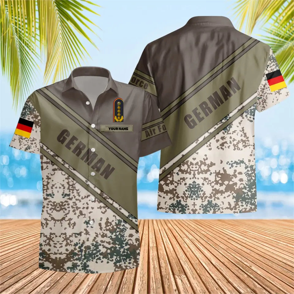 Personalized German Solider/ Veteran Camo With Name And Rank Hawaii Shirt 3D Printed - 16828128