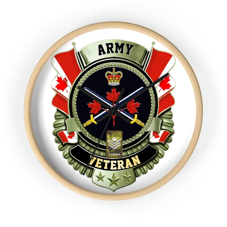 Personalized Rank Canadian Soldier/Veterans Camo Wooden Clock - 0102240011