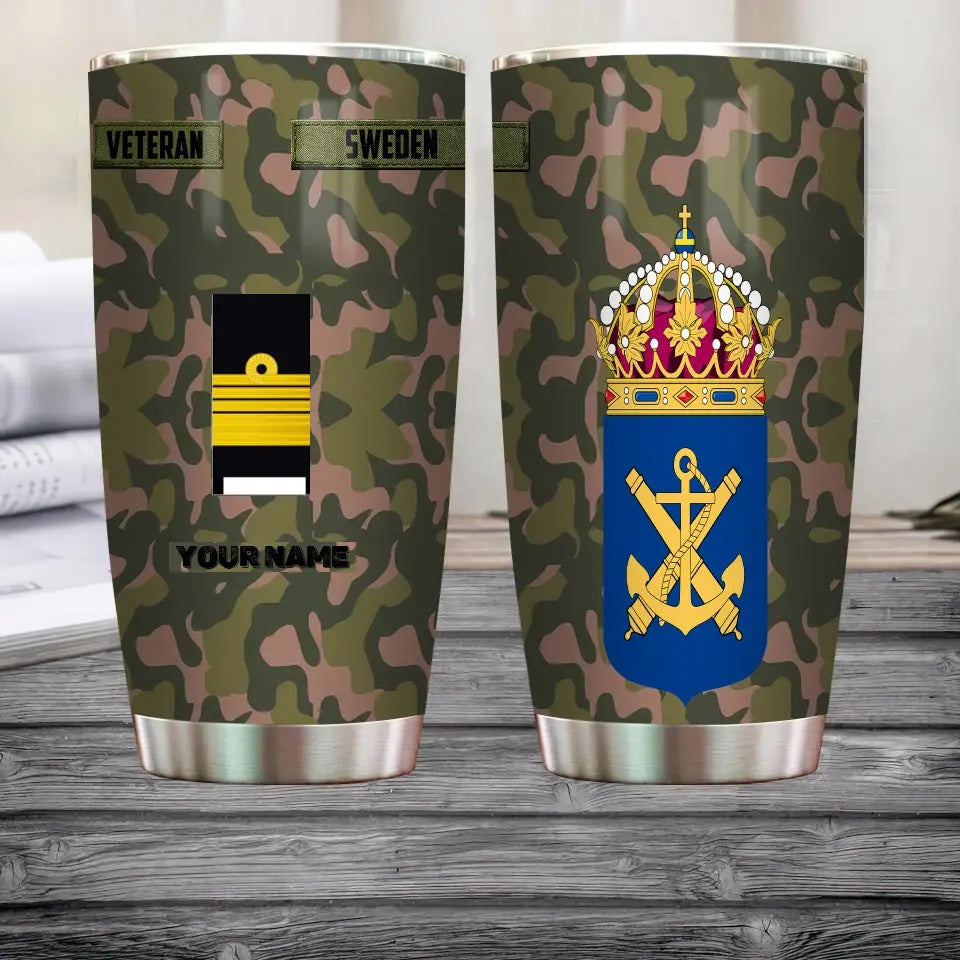 Personalized Swedish Veteran/Soldier With Rank And Name Camo Tumbler All Over Printed - 3004230002