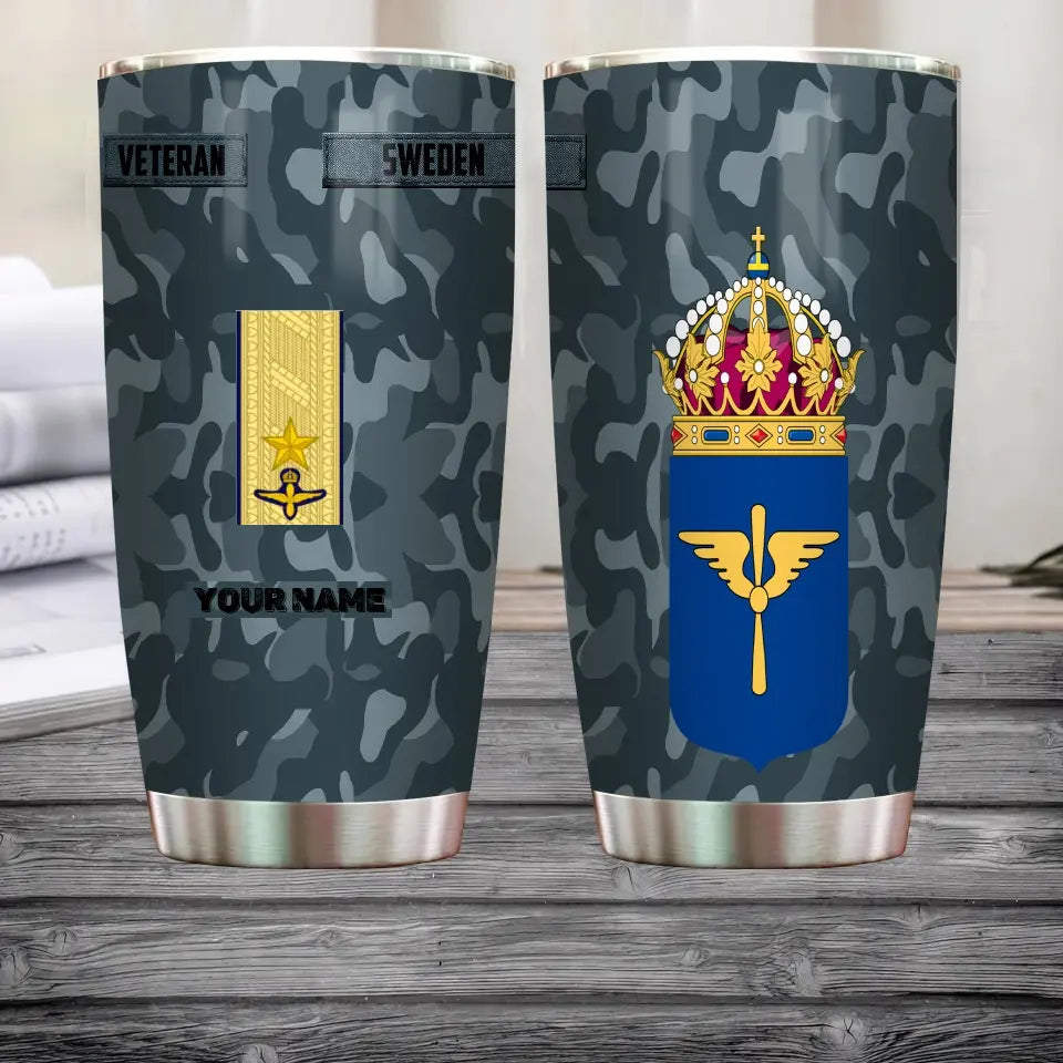 Personalized Swedish Veteran/Soldier With Rank And Name Camo Tumbler All Over Printed - 3004230002