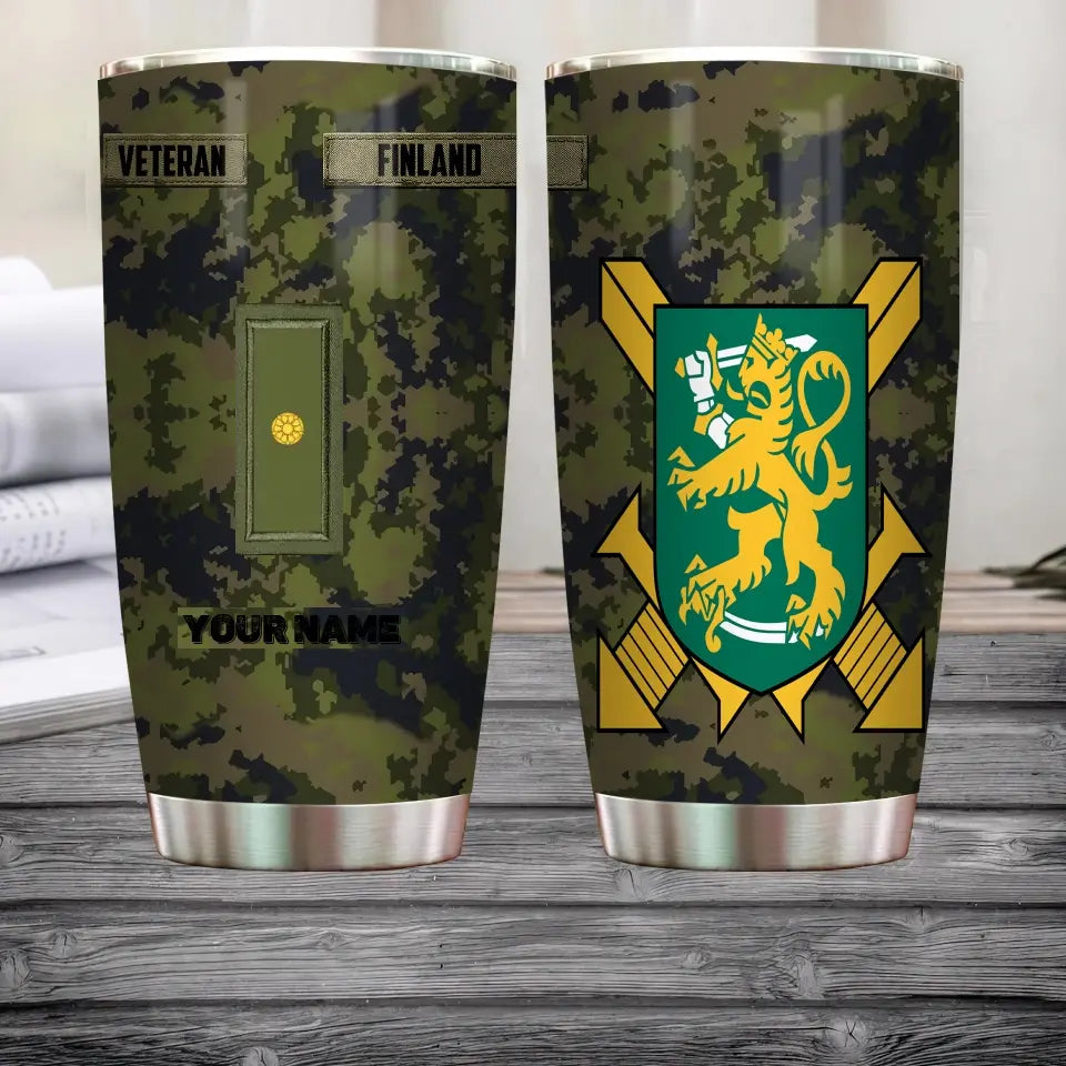 Personalized Finnish Veteran/Soldier With Rank And Name Camo Tumbler All Over Printed - 1682812801