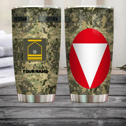 Personalized Austrian Veteran/Soldier With Rank And Name Camo Tumbler All Over Printed - 3004230002