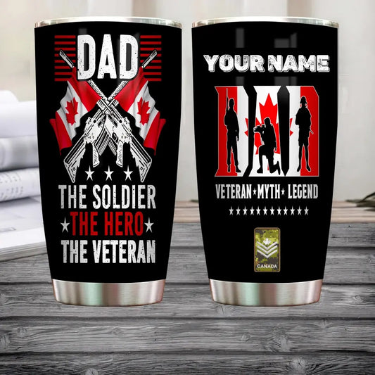 Personalized Canadian Veteran/ Soldier With Rank And Name Camo Tumbler All Over Printed 1804230006