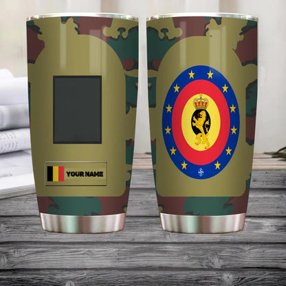 Personalized Belgian Veteran/Soldier With Rank And Name Camo Tumbler All Over Printed - 1682812802