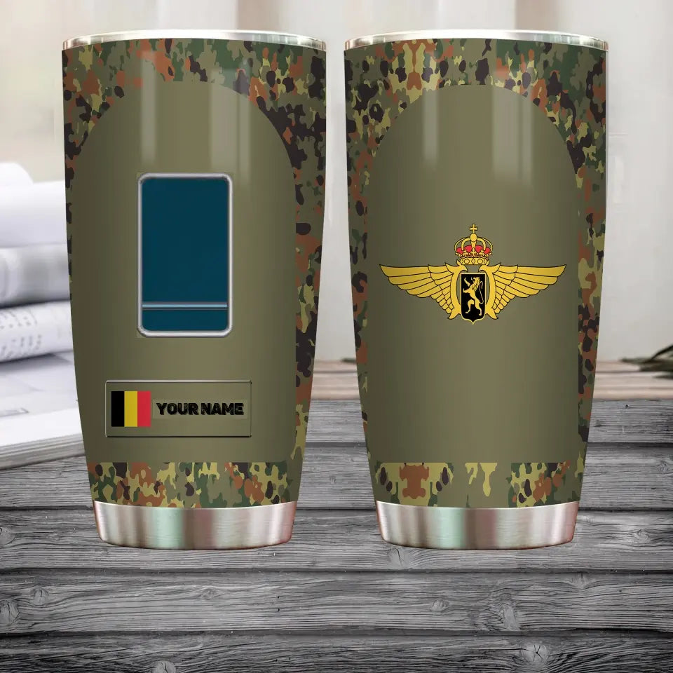 Personalized Belgian Veteran/Soldier With Rank And Name Camo Tumbler All Over Printed - 1682812802