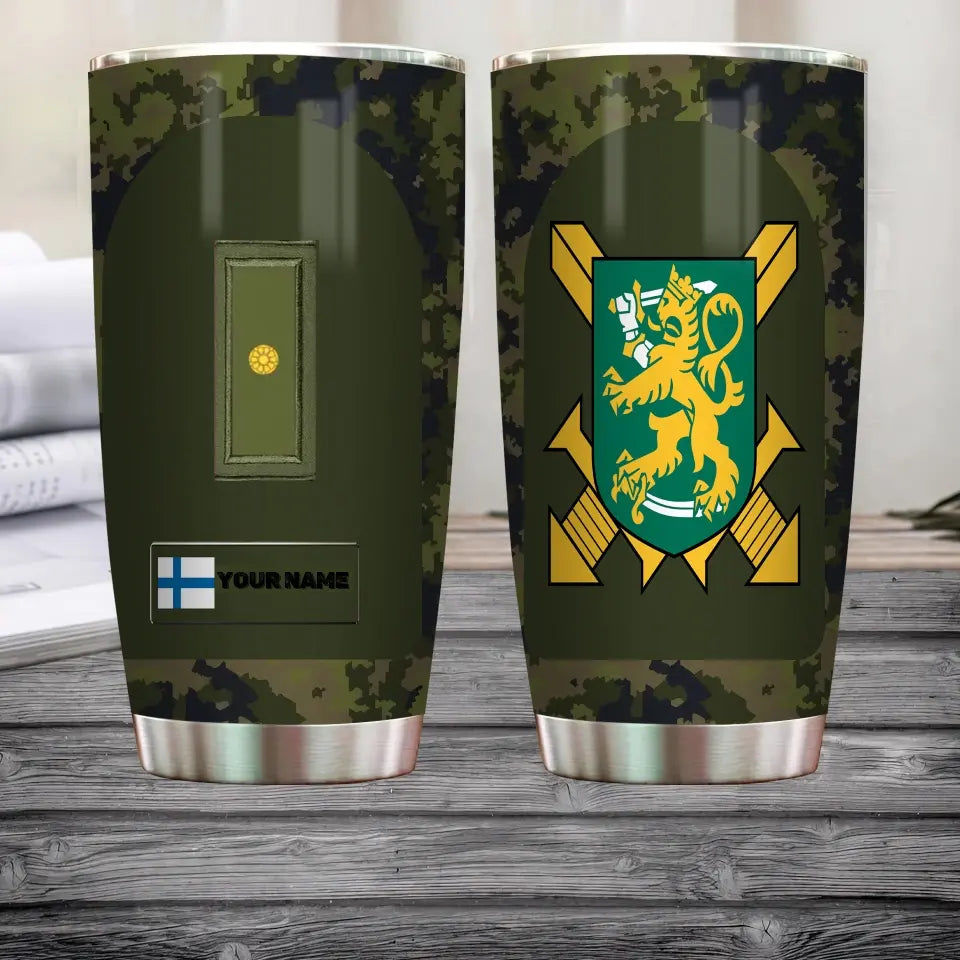 Personalized Finnish Veteran/Soldier With Rank And Name Camo Tumbler All Over Printed - 1682812802