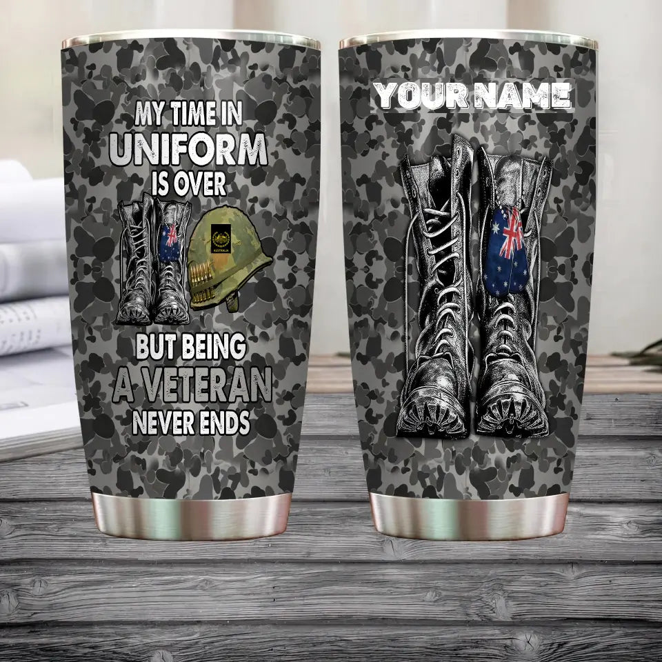Personalized Australian Veteran/ Soldier With Rank And Name Camo Tumbler All Over Printed 0302240019
