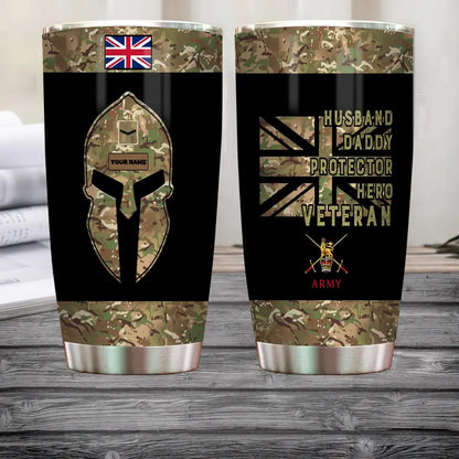 Personalized United Kingdom Veteran/ Soldier With Rank And Name Camo Tumbler All Over Printed 0202240001